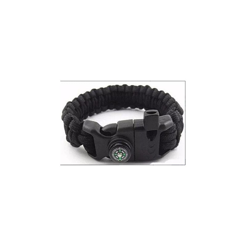 PULSERA PARACORD SUPERVIVENCIA CON PEDERNAL Y SILBATO