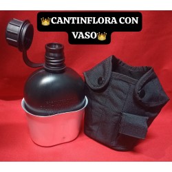 Cantimplora Táctica Militar + Vaso Taza Aluminio 1lt