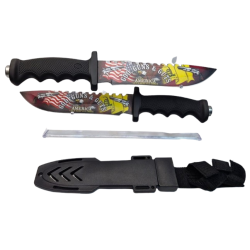 Cuchillo con diseño GUNS con rompe cristales