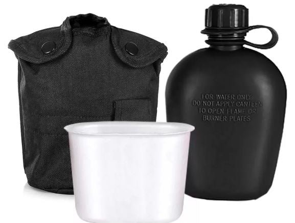 Cantimplora Táctica Militar + Vaso Taza Aluminio 1lt 2025