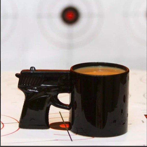 Taza De Cerámica Agarradera En Forma De Pistola