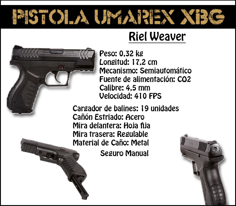 PISTOLA DE CO2 XBG MARCA UMAREX balín de 4.5mm