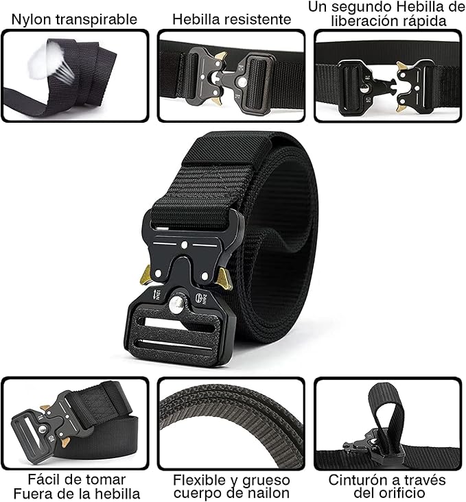 Cinturon tactico Hebilla de apertura rapida unisex