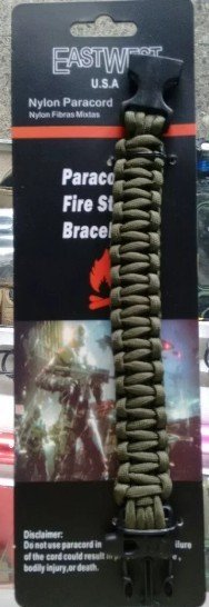 PULSERA PARACORD SUPERVIVENCIA CON PEDERNAL Y SILBATO