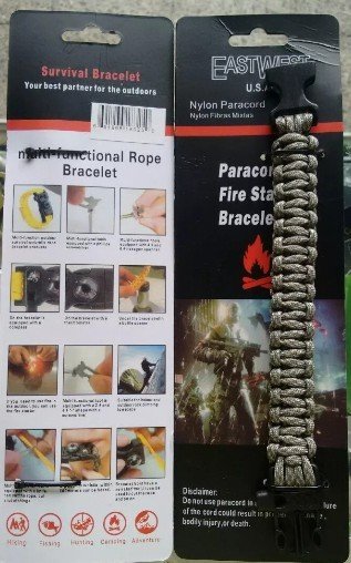 PULSERA PARACORD SUPERVIVENCIA CON PEDERNAL Y SILBATO