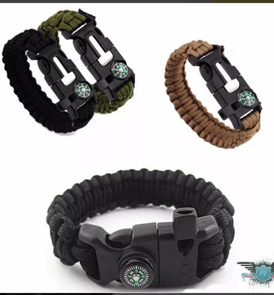 PULSERA PARACORD SUPERVIVENCIA CON PEDERNAL Y SILBATO