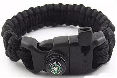 PULSERA PARACORD SUPERVIVENCIA CON PEDERNAL Y SILBATO